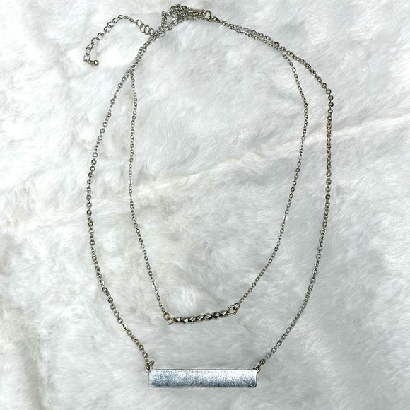 Silver Toned Layered Necklace - Picture 2 of 3